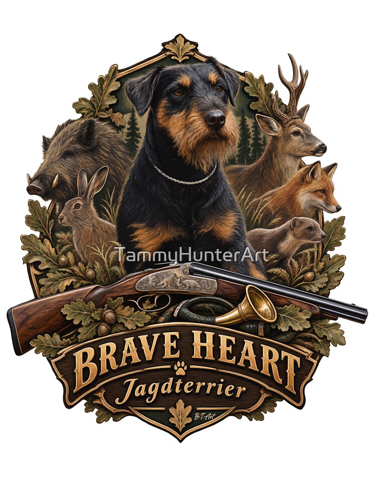 Brave Heart Jagdterrier Hunting Crest – German Hunting Terrier Wildlife Emblem by TammyHunterArt