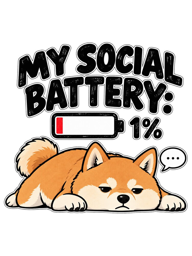 My Social Battery 1% – Funny Shiba Inu Introvert Dog by Foldbloom