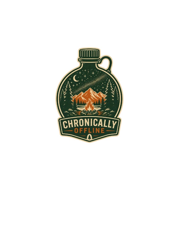 Chronically Offline Camping Campfire Vintage Badge by ByKayaPrints