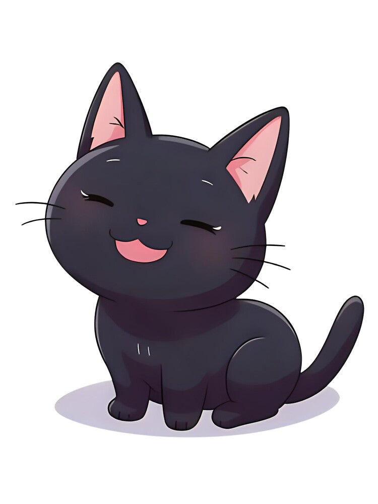 Smiling Black Cat – Cute Kawaii Halloween Kitty by Dream Magic Co
