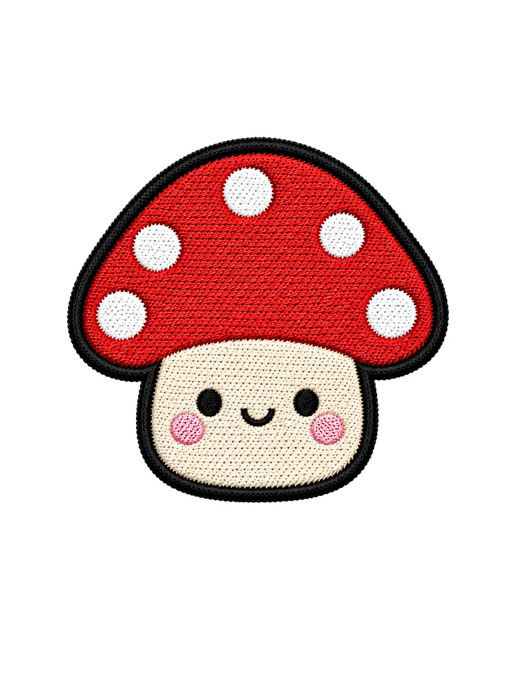 Cute Kawaii Mushroom Embroidery Patch Illustration by ColorSplash123