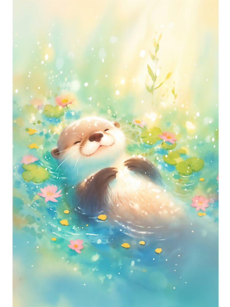Peaceful Otter in Blooming Waters by AshiraCreations
