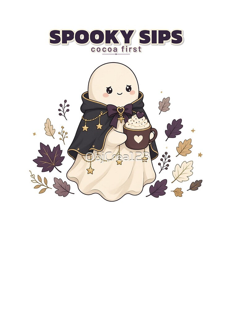 Spooky Sips Ghost Cocoa Cozy Gothic by ObjCrea123