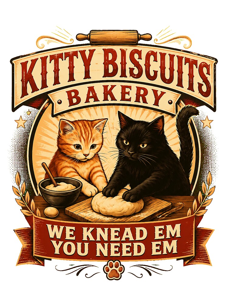 Kitty Biscuits Bakery We Knead Em You Need Em Funny Cat by voidlab01