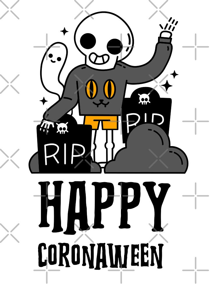Cute skeleton halloween cementery Funny Skeleton Happy Coronaween by TamGustam