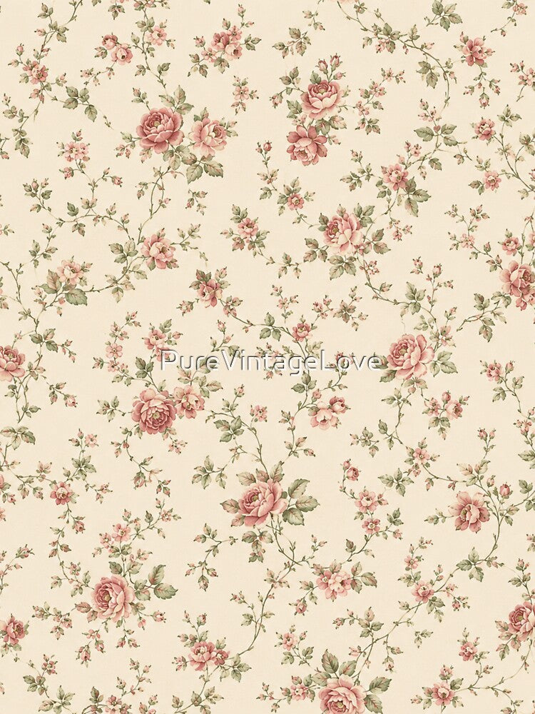40s Style Rose Floral Print by PureVintageLove