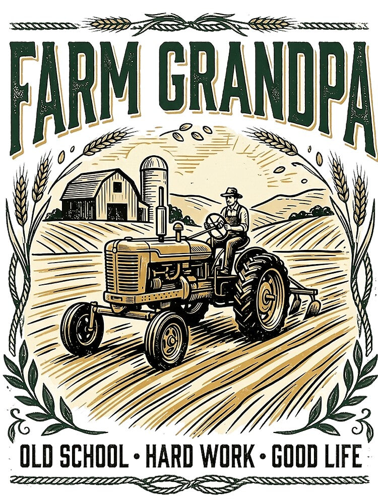 Farm Grandpa Vintage Tractor Country Family Retro Gift by Mahilis