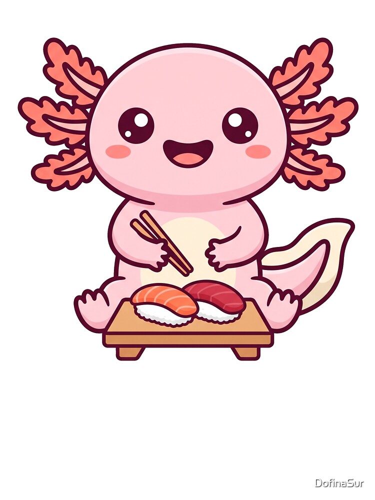 Axolotl Sushi Cute Kawaii Japanese Food by DofinaSur