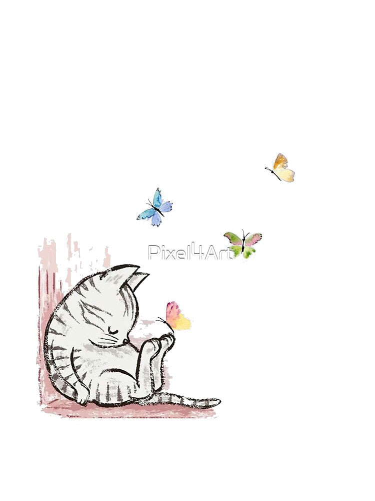 Lovely Cat Sleep with Butterfly by Pixel4Art