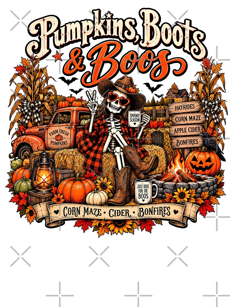 Pumpkins Boots & Boos – Western Skeleton Cowgirl Halloween by RaspberryParty