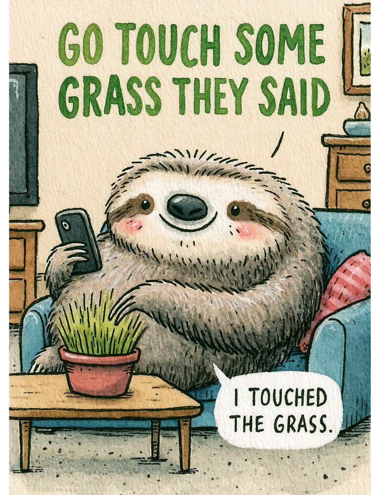 Go Touch Some Grass sloth by kalukoba