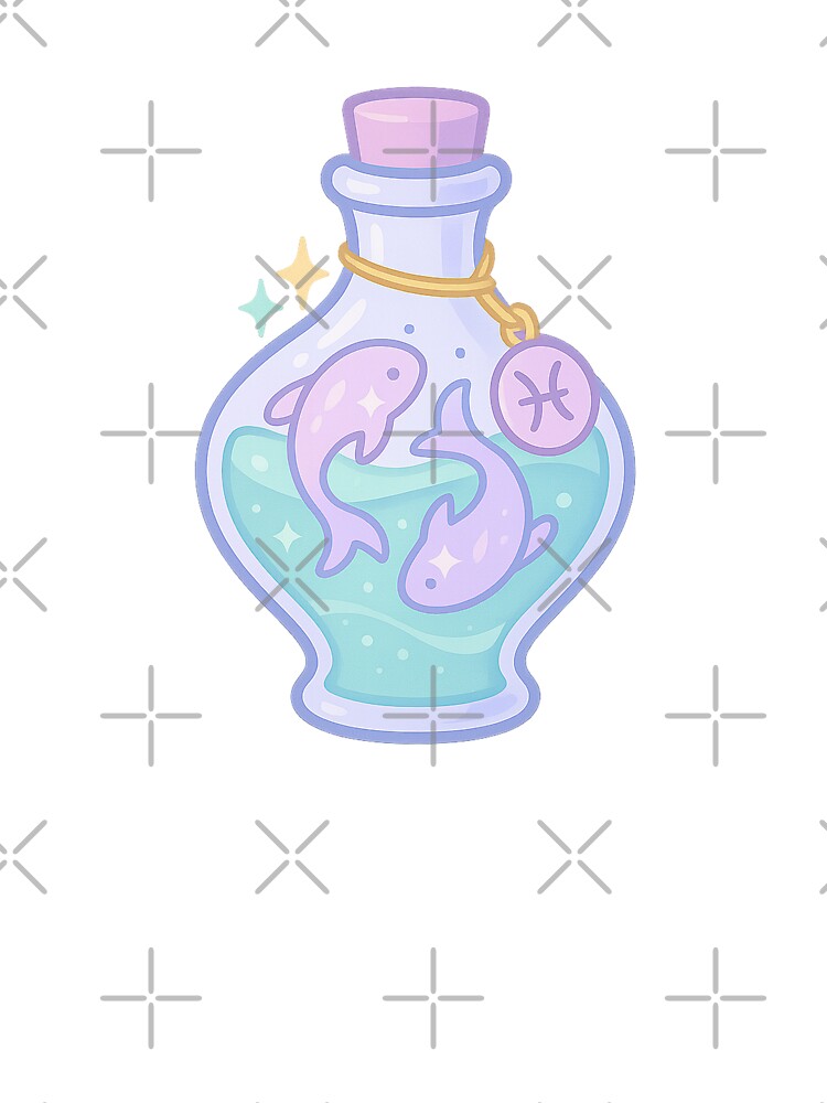 Pisces Spell Bottle | Cute Zodiac Sticker | Cute Astrology Art | Pisces Aesthetic | Zodiac Art by HerDreamCodes