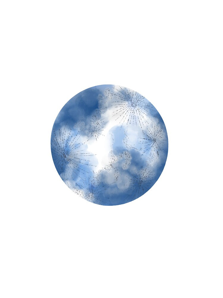 Moody Blue Watercolour Moon by mintamoon
