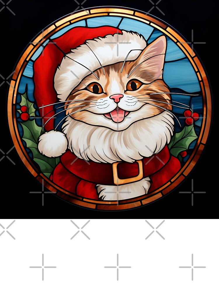 adorable holiday stained glass christmas cat by dcrc