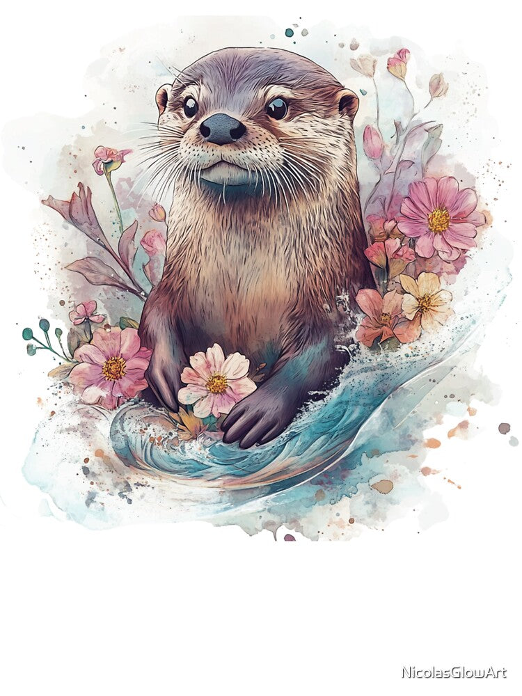 Watercolor Otter Design by NicolasGlowArt