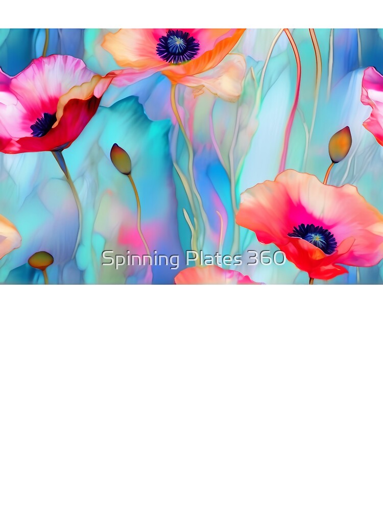 BLUE POPPY * Pscyhedelic Coastal Marine Ocean Sea Life Animal Bejeweled Stained Glass ~ Coastal Seaside Cottage Core Holiday Christmas Birthday Bridal/Baby Shower Wedding Bridesmaid GIFT by Spinning Plates 360