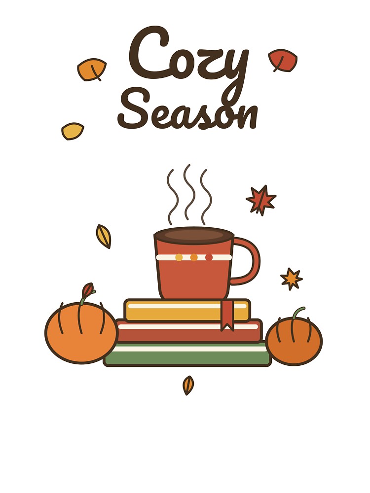 Cozy Season Coffee, Books & Pumpkins Fall Autumn Art by BareSleeves
