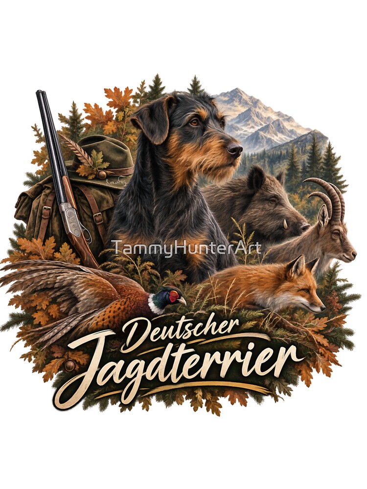 Jagdterrier Hunting Dog – Wild Boar, Fox & Pheasant . Vintage Hunting Art by TammyHunterArt