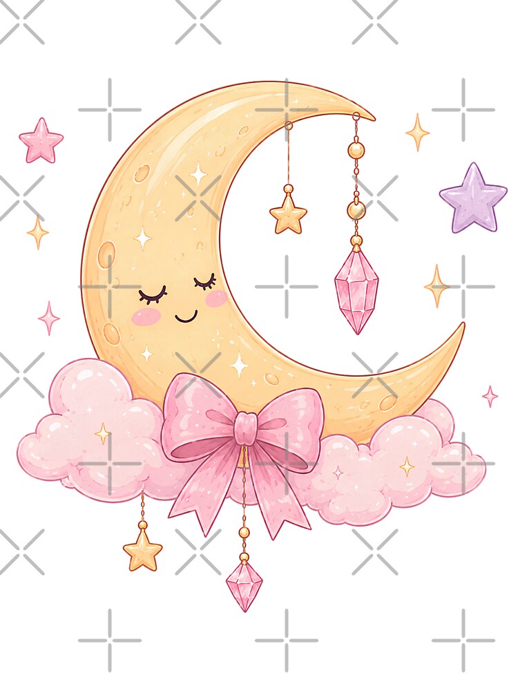 Celestial Moon | Pastel Pink Purple Crystal Magic by StrawberryStudio