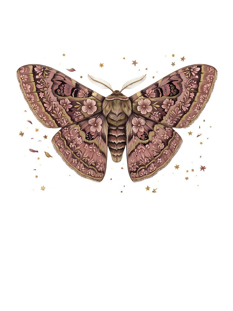 Floral Moth Cherry Blossom Dark Art by MossMirrorArt