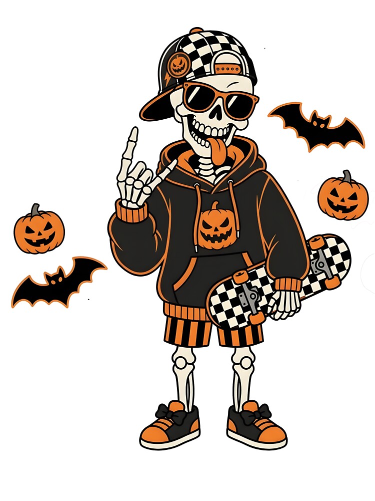 Skateboard Skeleton Boys Halloween by KroghDs