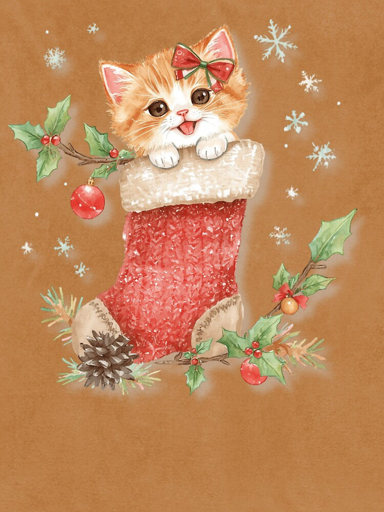 Cute Christmas Cat in Stocking – Cozy Holiday Kitten Sticker by Busybeesfinds