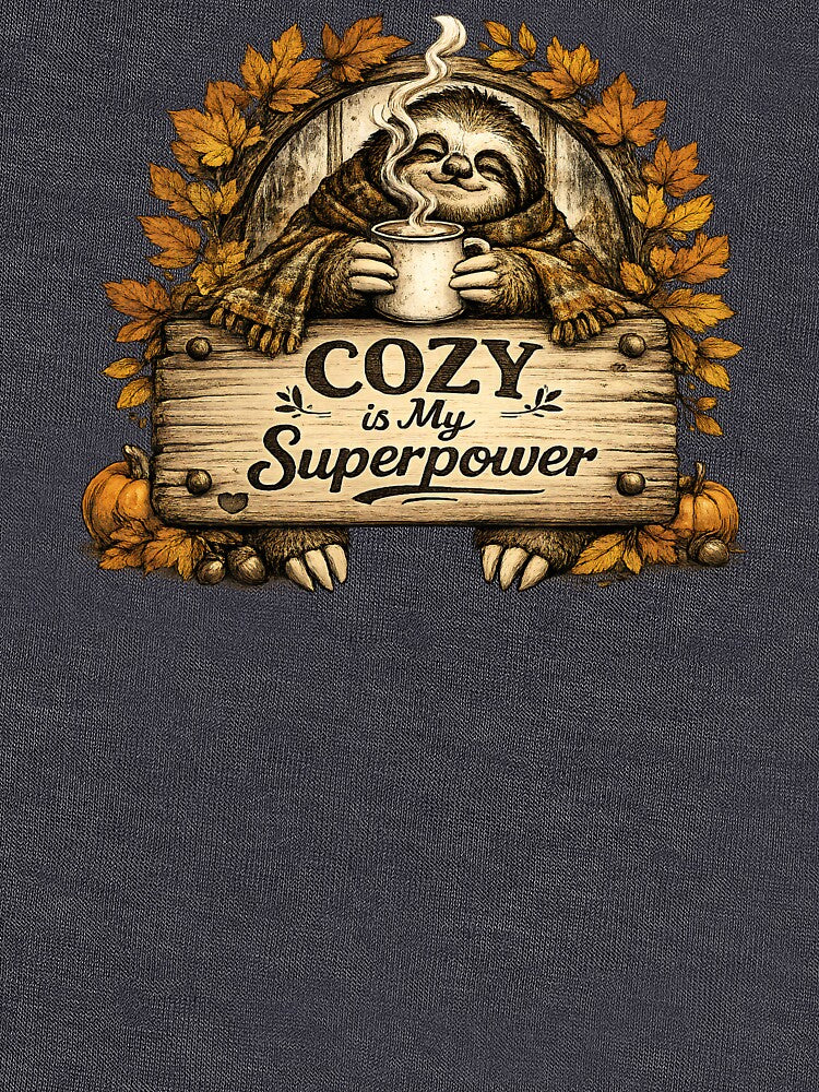 Cozy Is My Superpower Sloth Vintage Autumn Design by NowaPrintNest
