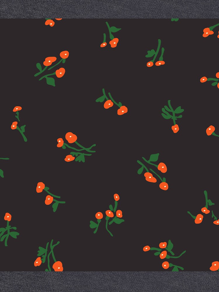 1930's Feedsack Poppy Floral in Chocolate Brown + Orange by YesterdayColl