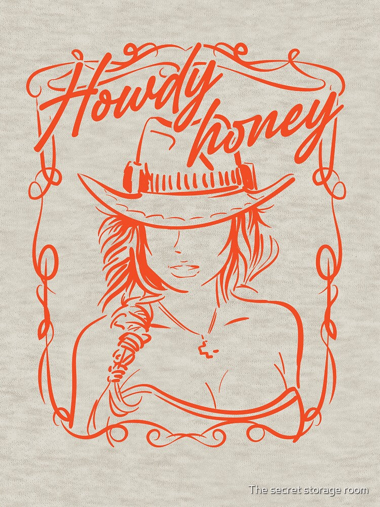 Howdy Honey Vintage Cowgirl Graphic Art by The secret storage room