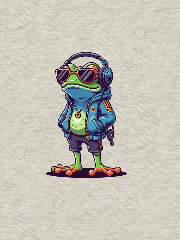 Cool Frog with Headphones and Sunglasses | Streetwear Gamer Frog Cartoon by MMK1SHOP