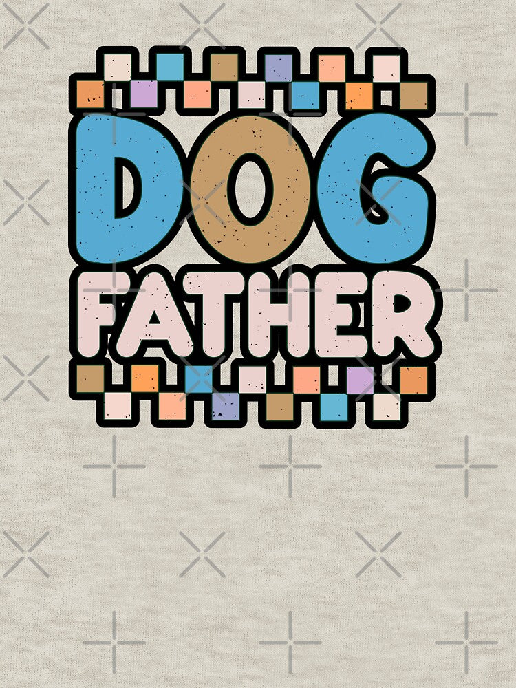 Dog Father Retro Groovy Checkerboard Vintage Dog Dad Gift by creativerooney