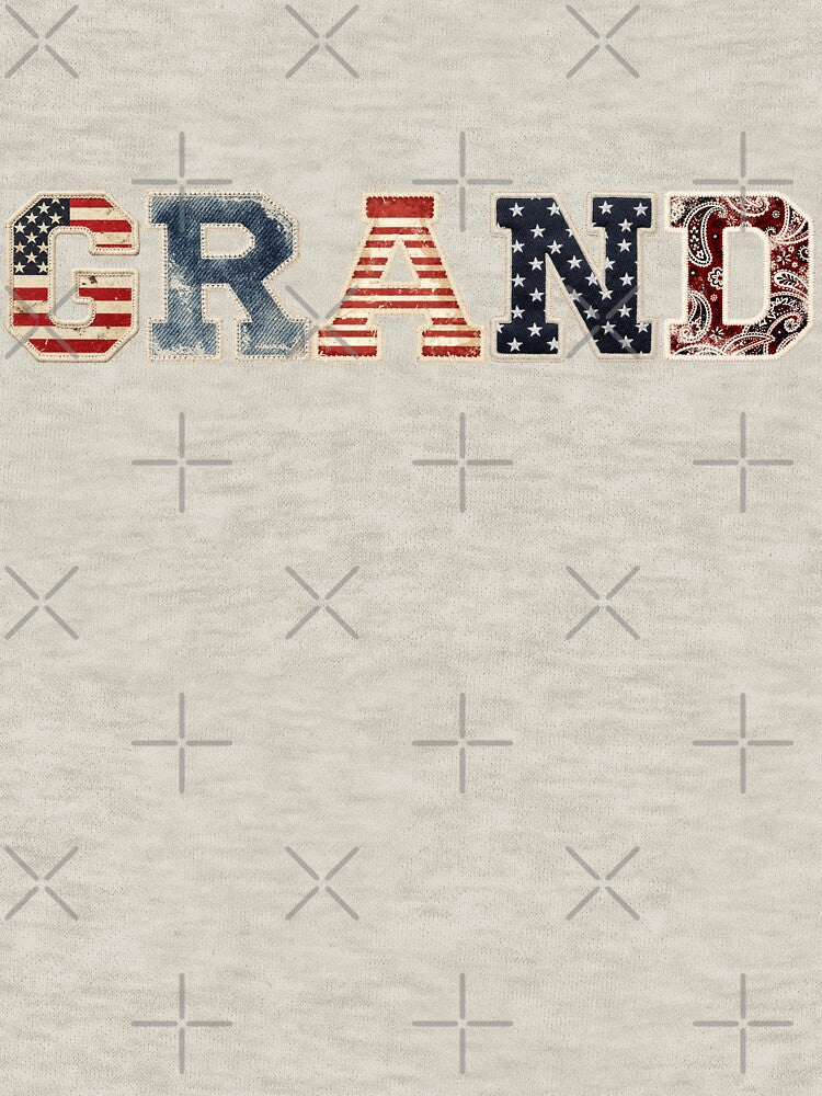 Grand Americana Faux Patchwork Vintage Grandpa Patriotic American Flag Minimal Design by Panom Suavichien