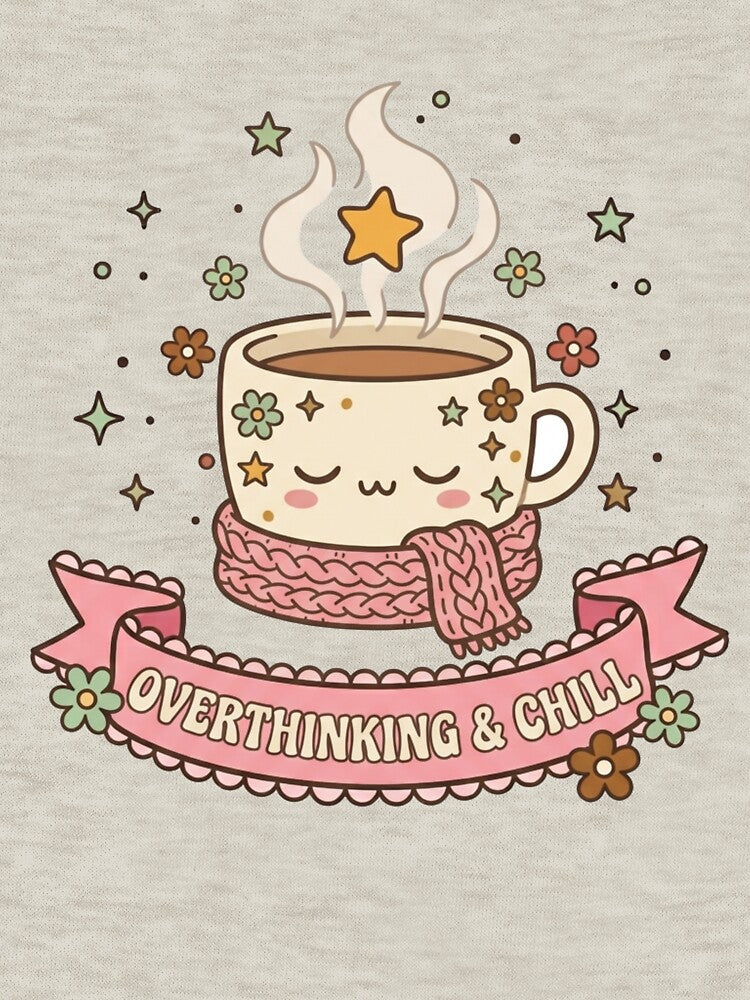 Overthinking and Chill Cute Kawaii Coffee Mug Art by Fine-Arts-Lab