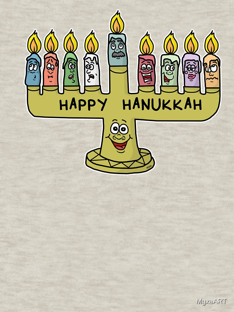 Happy Hanukkah Menorah Sticker | Funny Holiday Candle Characters Meme by MyxaART