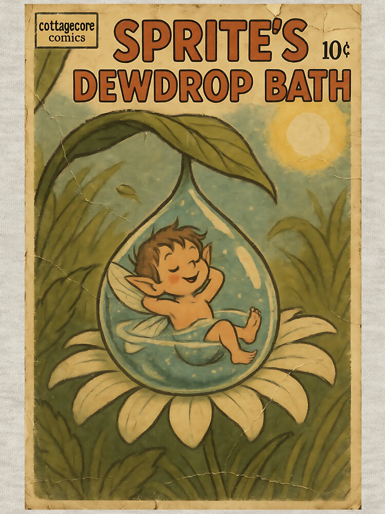 Magical Cottagecore Creature: Sprite's Dewdrop Bath by bapupa