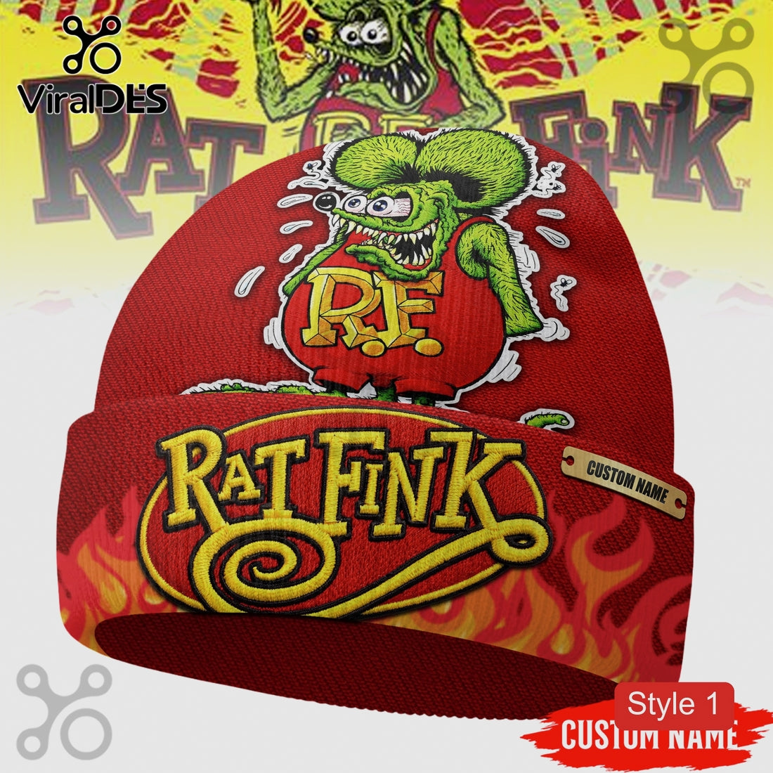 Rat Fink Premium Graphic Beanie Hat