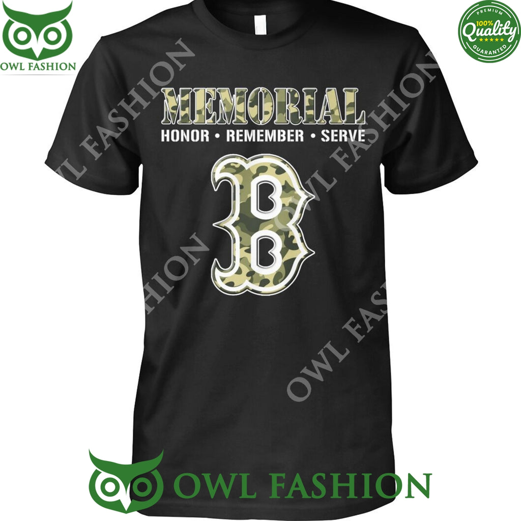 Red sox Memorial Honor Remember Serve the sacrifice badge of Boston pride t shirt