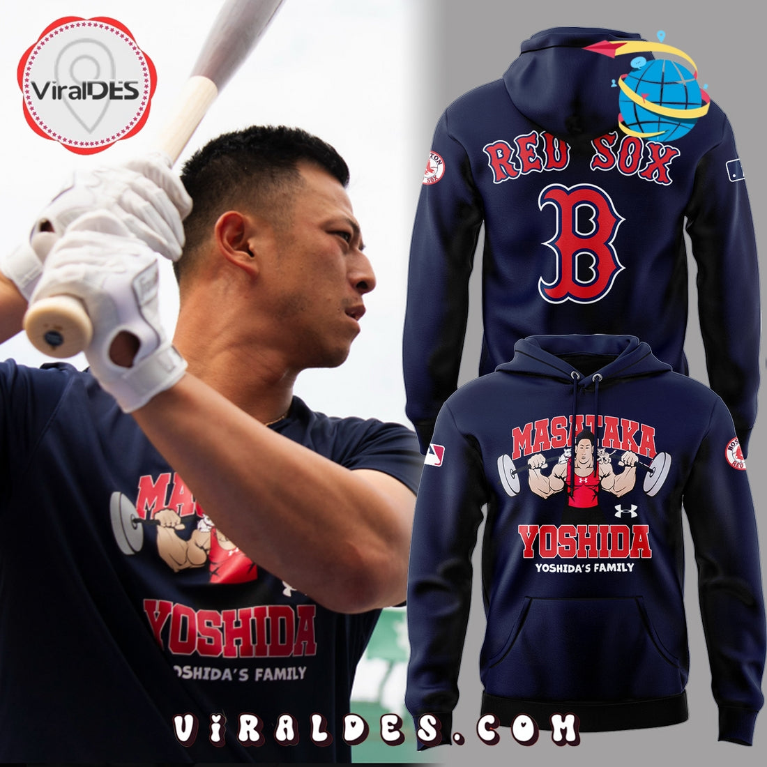 Red Sox x Masataka Yoshida’s Family Navy Hoodie 2025