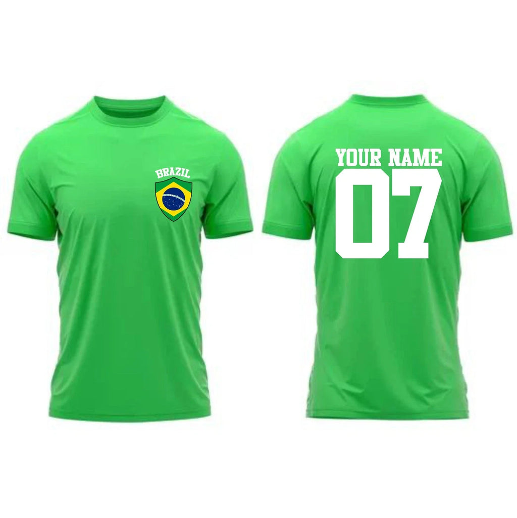 Personalized Team Brazil T-Shirt Your Name Number Football Supporters Fans Top