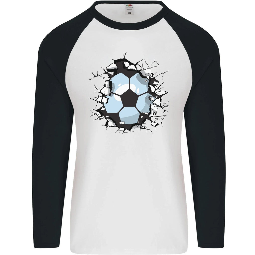 Football Smash Soccer Player Ball Mens L/S Baseball T-Shirt