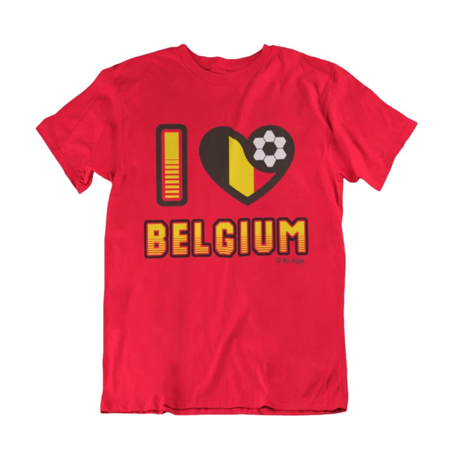 I LOVE BELGIUM Football  T-Shirt World Cup 2026, Adults Kids Or Baby, World Cup