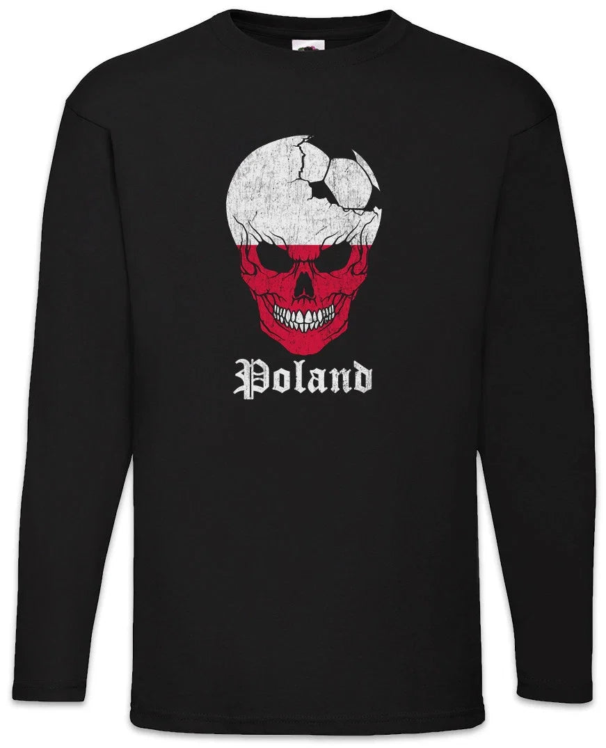 Poland Football Skull I Men Long Sleeve T-Shirt polish Soccer Flag World