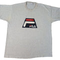 VTG Fila T Shirt Mens XL White Spell Out 90s USA Made Gray FOTL Soccer