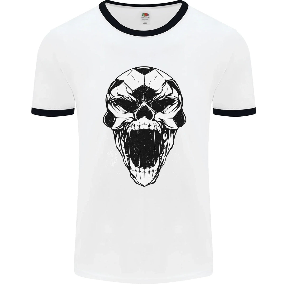 A Football Skull Soccer Footy Mens Ringer T-Shirt
