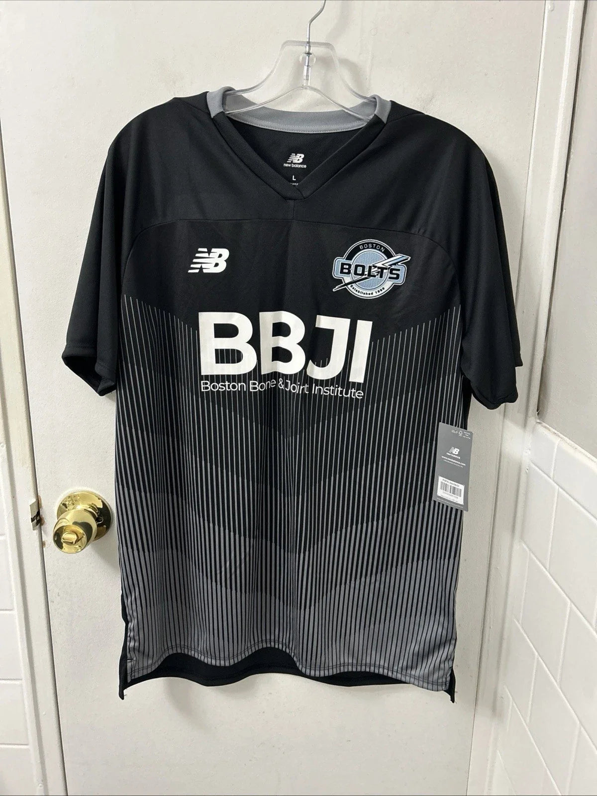 New Balance Boston Bolts Soccer Jersey Mens Large Black #50 BBJI NB Dry NWT