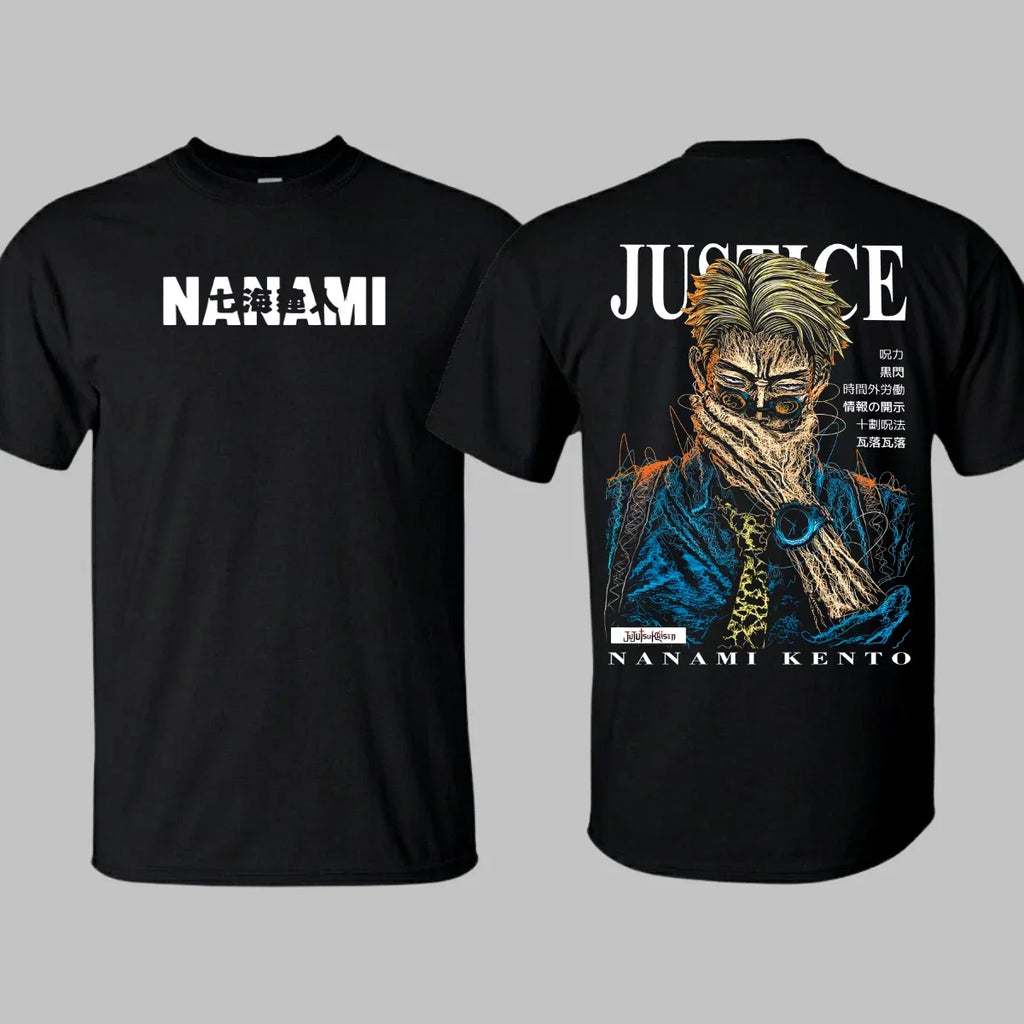 Nanami Kento Shirt Heavy Cotton Acid Washed Tee Jujutsu Kaisen Anime Graphic Top