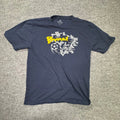 Pierim Brasil Souvenir T-Shirt Men L Navy Blue Map Soccer Ball Graphic Print Tee