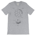 Soccer Ball Patent T-Shirt.100% Cotton Comfy Tee on Black White or Gray. NEW