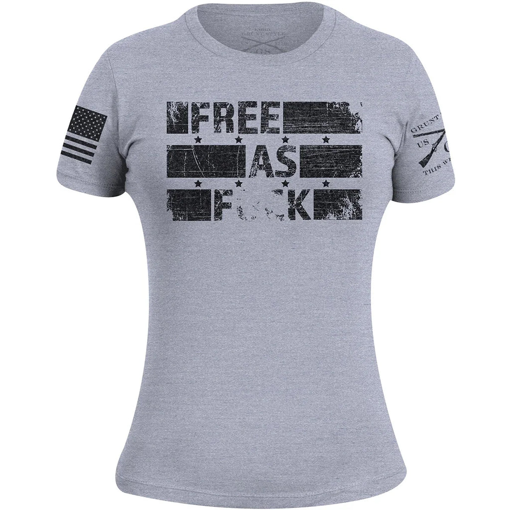Grunt Style Women's Free As Fck T-Shirt - Heather Gray