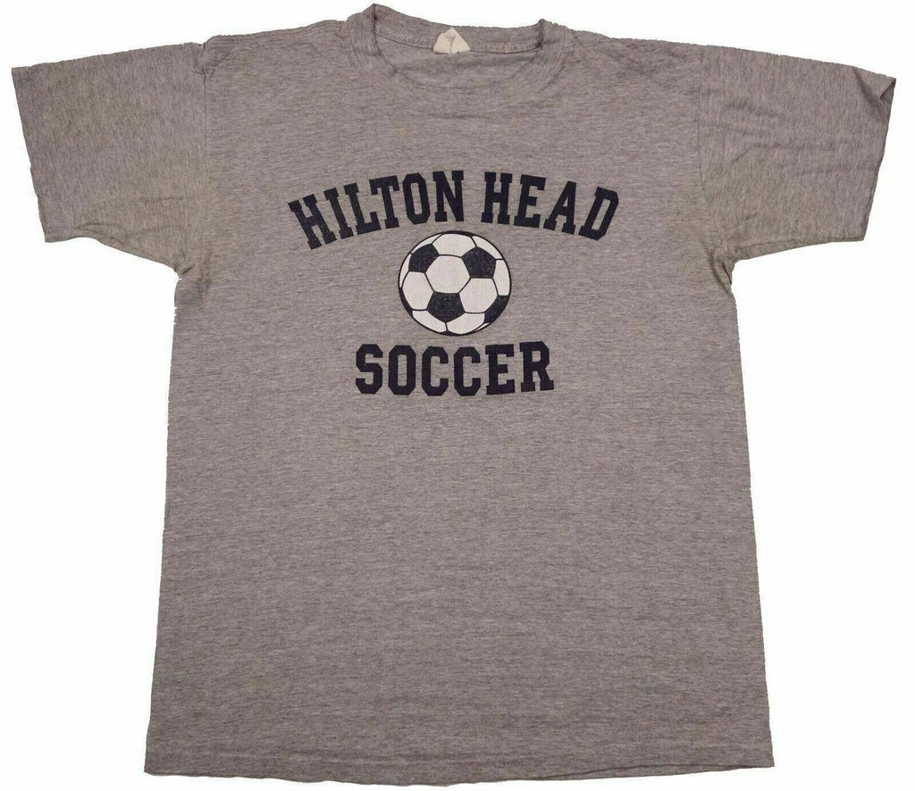 HILTON HEAD SOCCER vintage t shirt rayon ball South Carolina heather gray Large